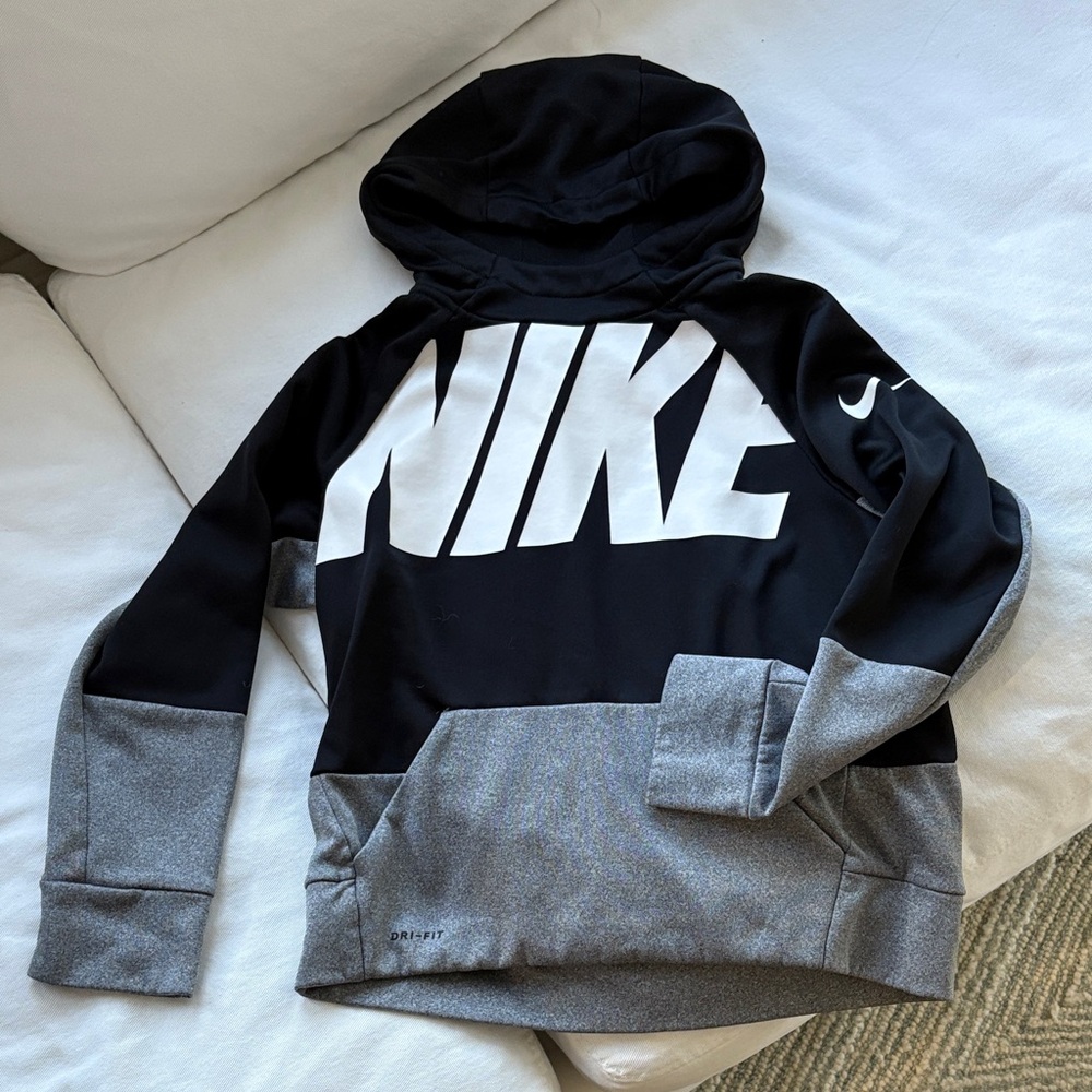Nike Black and Gray Dri-fit hoodie Youth